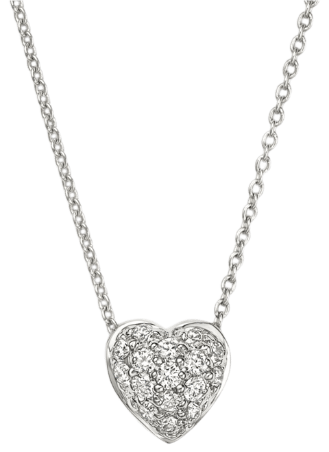 Roberto Coin 18K White Gold Heart Pendant Necklace with Pav