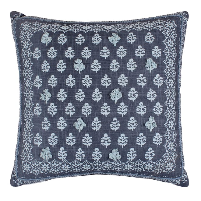 8-Piece Blue & White Floral Linen Essential Comforter Set, King