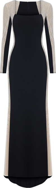 Petite Embellished Colorblocked Gown