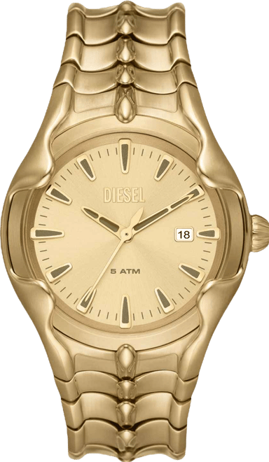 Men's Vert Quartz Three Hand Date Gold-Tone Stainless Steel Watch 44mm