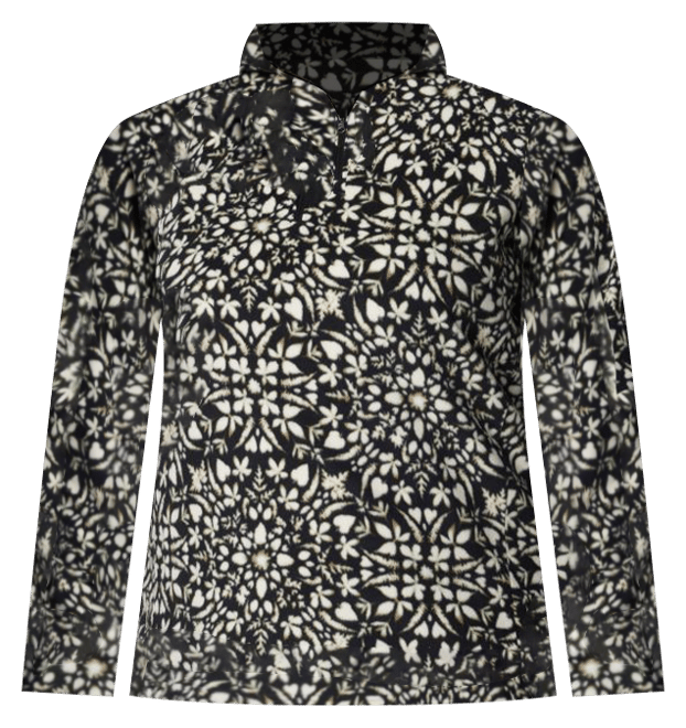 Columbia Women's Glacial IV Print Half Zip Pullover - Black Quilt Pattern