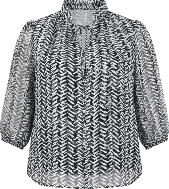 Plus Size 3/4 Sleeve Chiffon Blouse