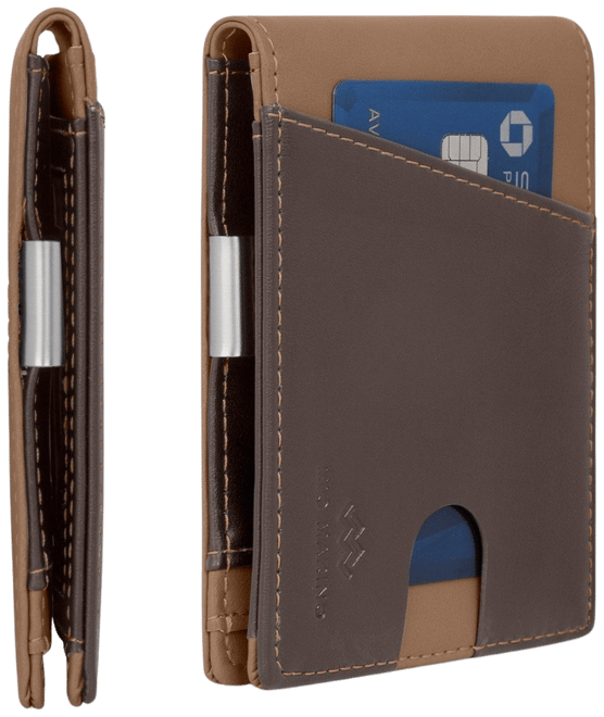 Men's Slim Bifold Wallet with Money Clip