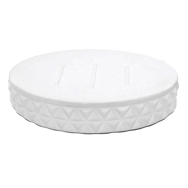 TEXTURED CERAMIC SOAP DISH - White
