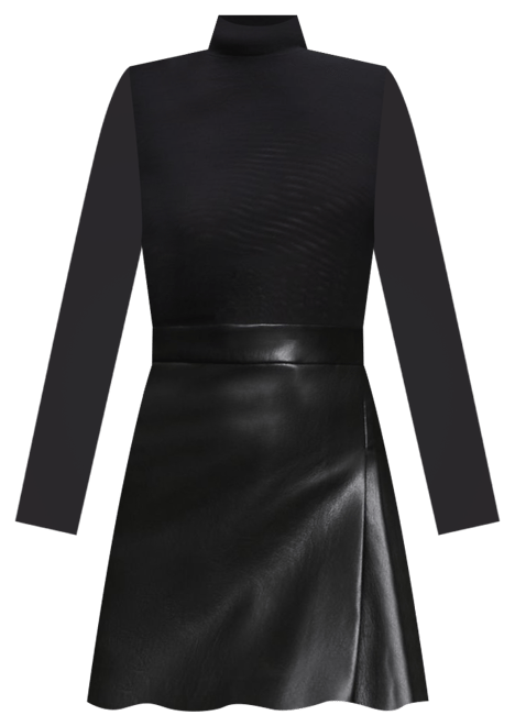 Alice+Olivia■Long Sleeve Mesh & Faux Leather Dress■ドレス Alice and Olivia Chara Long Sleeve Mesh & Faux Leather Mini