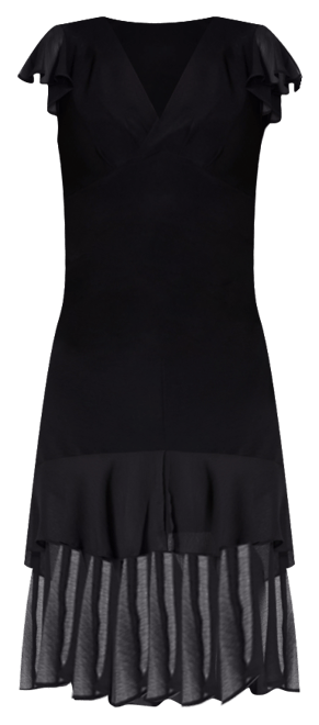 Women's V-Neck Chiffon-Trim Midi Dress with Flutter Sleeves