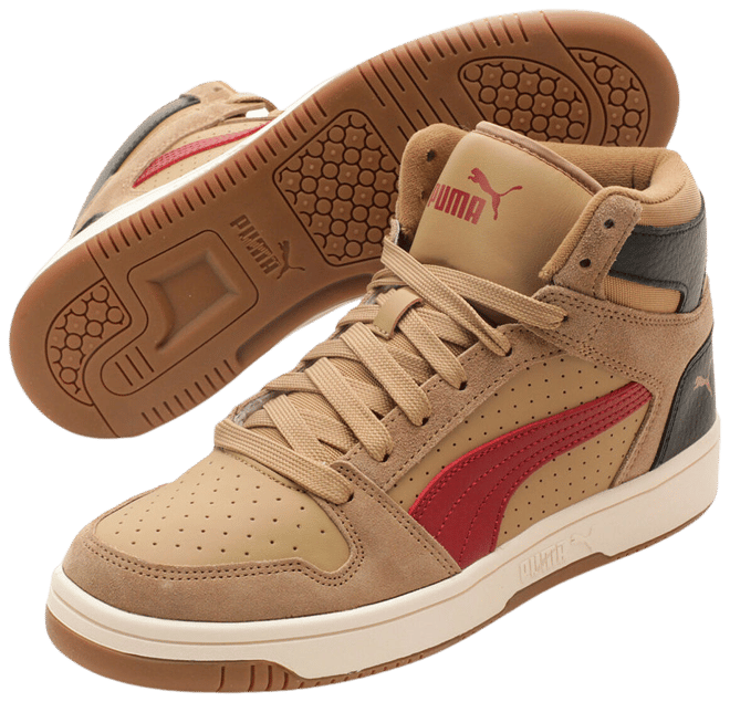 PUMA Rebound Layup Suede Mens Basketball Shoes Color Tan Red Black JCPenney