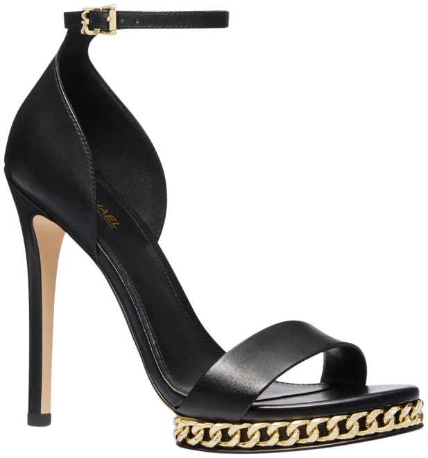 Chanel Black Leather CC Chain Link Ankle Strap Sandals Size 36 Chanel