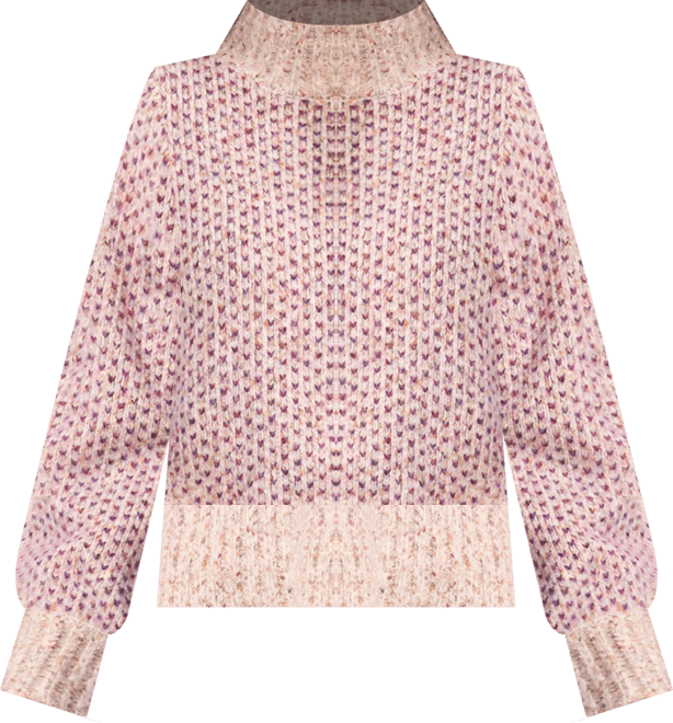 Women's Marled Blouson Sleeve Jacquard Knit Mock Neck Sweater