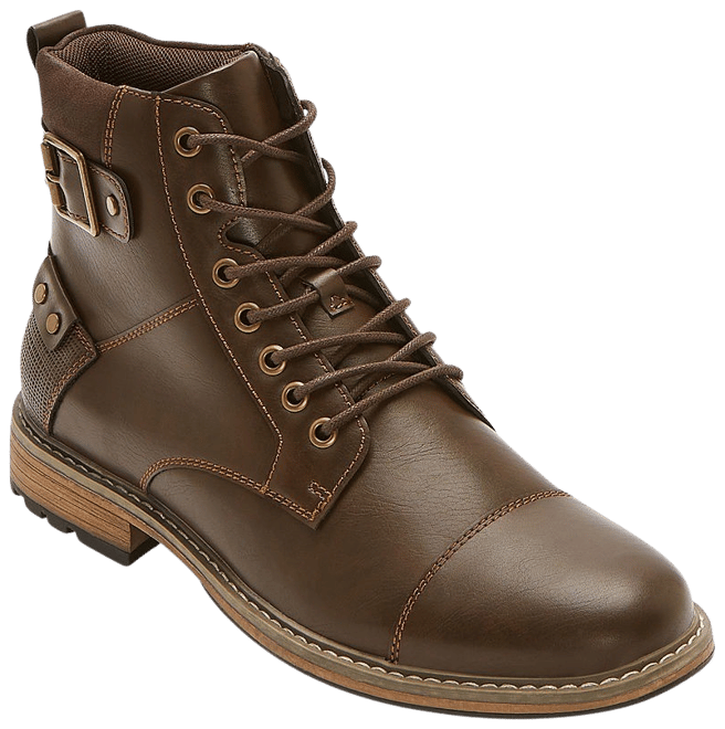 J. Ferrar Mens Slate Block Heel Lace Up Boots Brown Regular 10 Boots Lace Up Boots Lug Sole Memory Foam