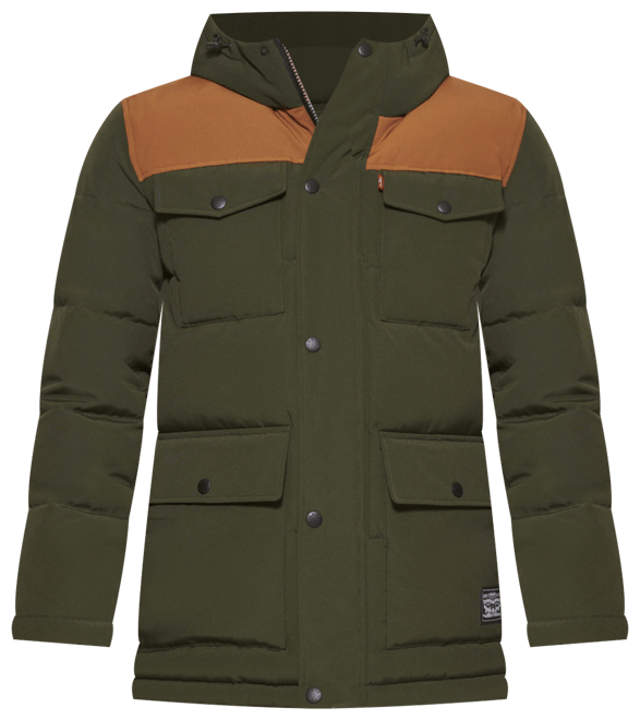 Men's Quilted Four Pocket Parka Hoody Jacket