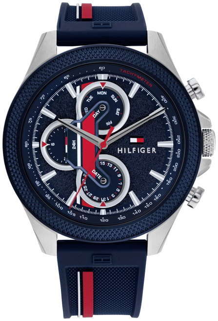 Men's Multifunction Blue Silicone Watch 46mm