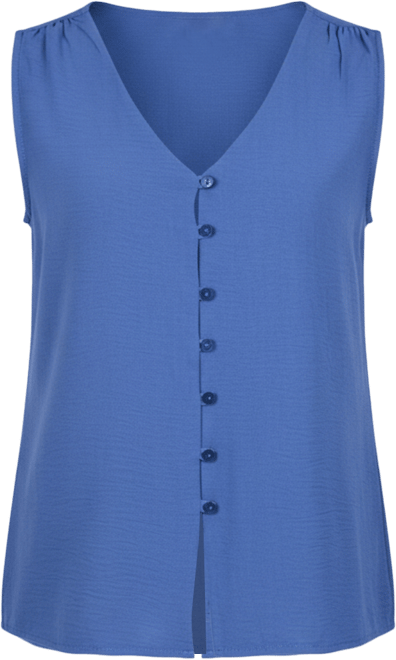 Petite Sleeveless Button-Front Blouse