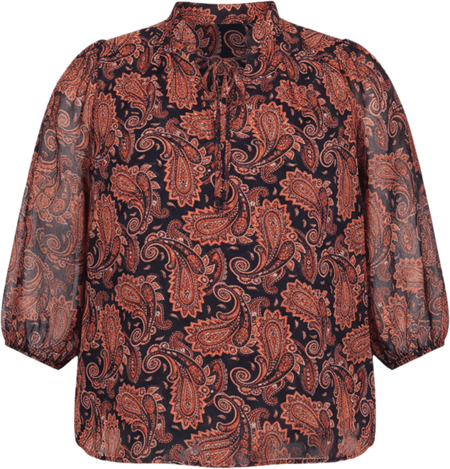 Plus Size 3/4 Sleeve Chiffon Blouse