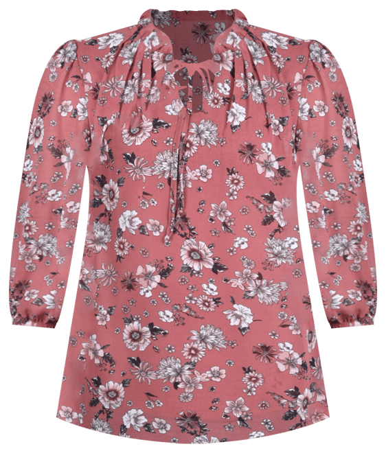 Petite 3/4 Sleeve Chiffon Blouse