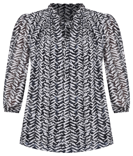 Petite 3/4 Sleeve Chiffon Blouse