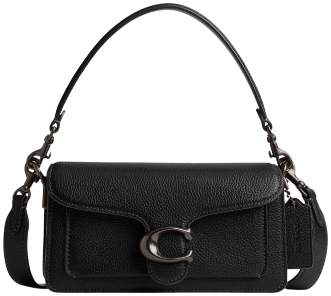 COACH Pebbled Leather Pouch Solid Black Shoulder Bag