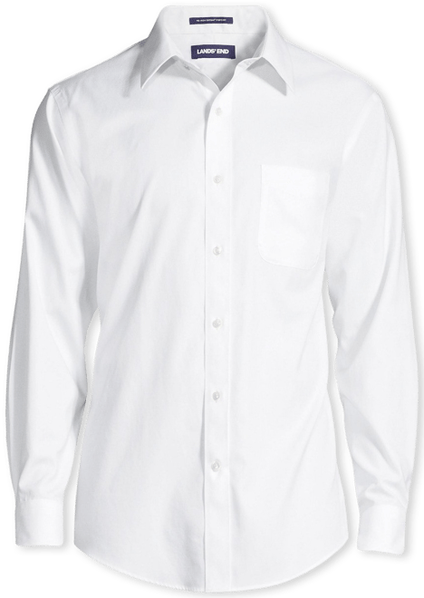 Men's Solid No Iron Supima Pinpoint Straight Collar Dress Shirt