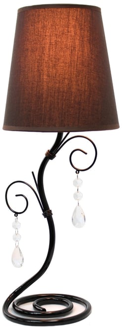 Simple Designs Twisted Vine Table Lamp with Fabric Shade and Hanging Crystals