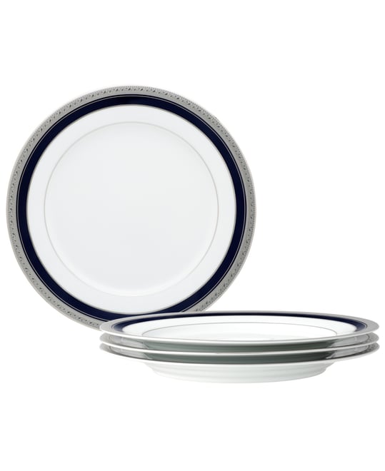 Crestwood Cobalt Platinum Set of 4 Dinner Plates, Service For 4