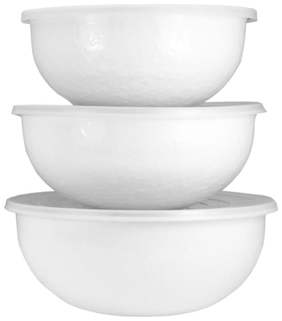 Solid White Enamelware Collection Mixing Bowls, Set of 3