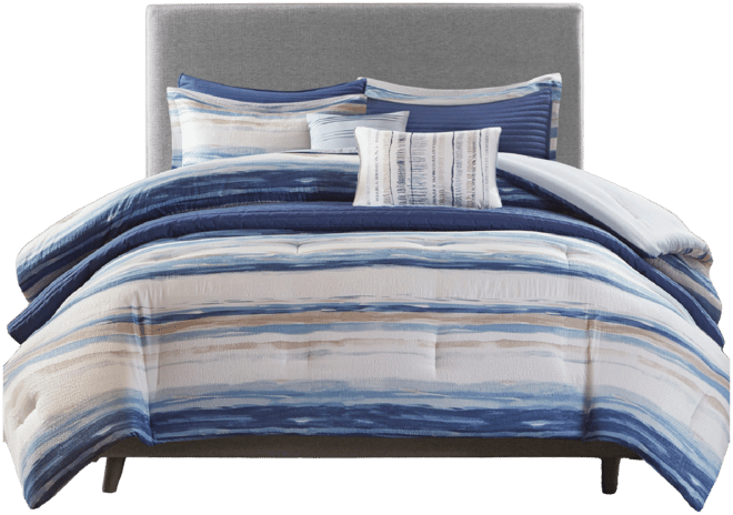 Marina Printed Seersucker 8-Pc. Comforter and Coverlet Set, Full/Queen