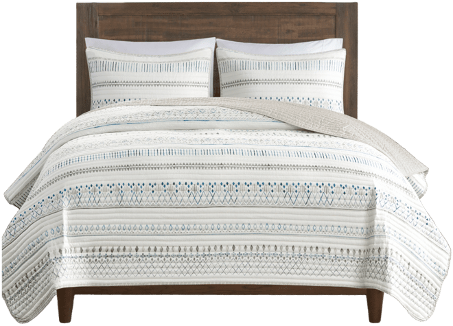 Fraser Reversible Printed Microfiber Seersucker 3-Pc. Quilt Set, Full/Queen