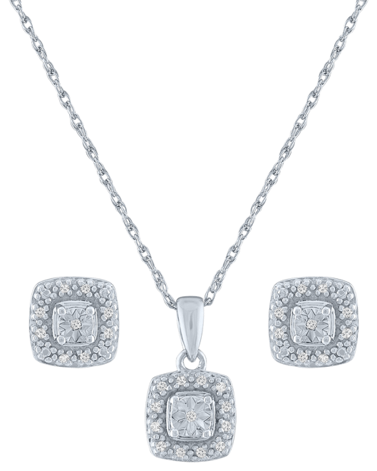 Yes, Please! Natural White Diamond Sterling Silver Cushion 2-pc. Jewelry Set