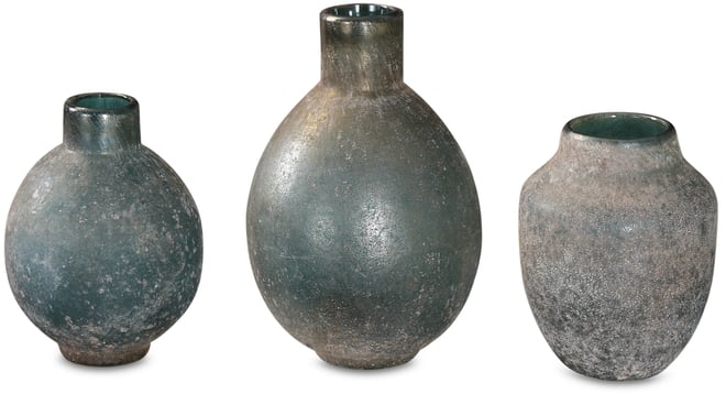 Mercede Weathered Blue-Green Vases, Set of 3