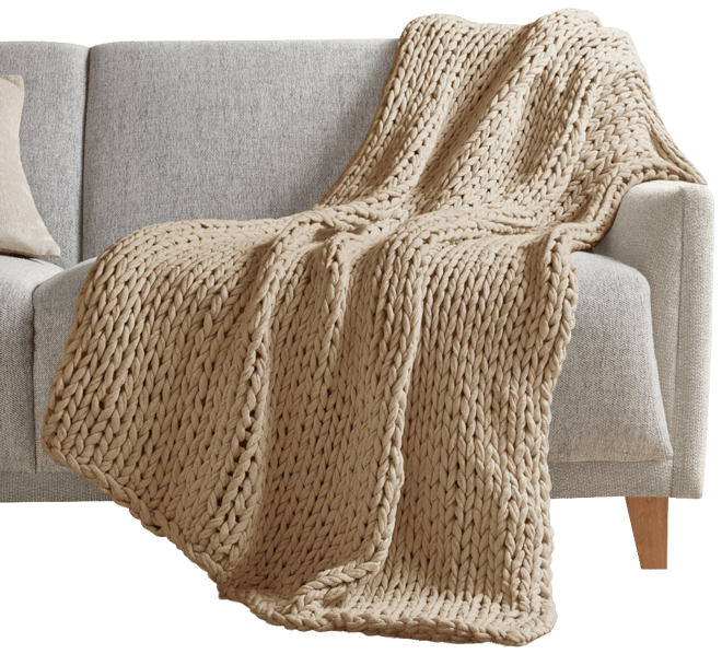 Chunky-Knit Handmade Throw, 50" x 60"