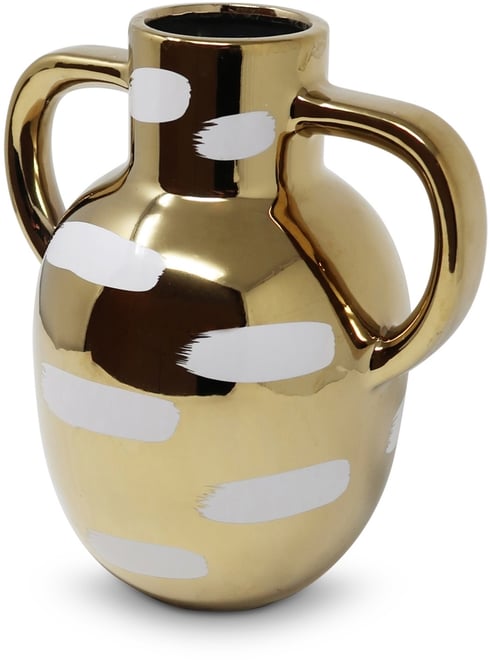 Vase with Brushstroke Design with Handles, 9" H