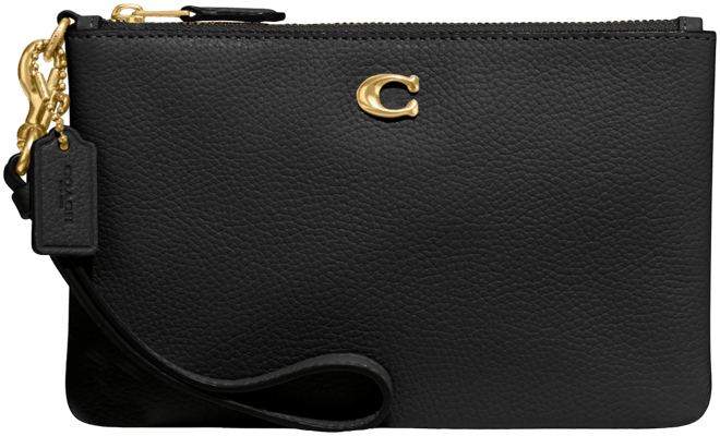 Polished Pebble Leather Small Zip-Top Wristlet