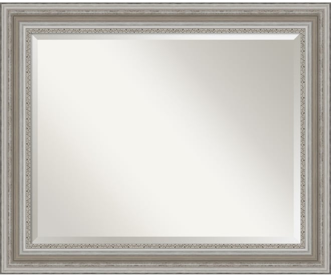 Parlor Silver-tone Framed Bathroom Vanity Wall Mirror, 33.5" x 27.50"
