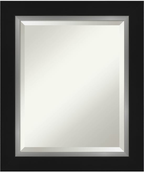 Eva Silver-tone Framed Bathroom Vanity Wall Mirror, 21.25" x 25.25"