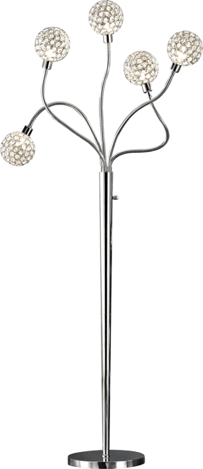 Soho 65" H Led Modern 5-Light Crystal Balls Floor Lamp with Dimmer