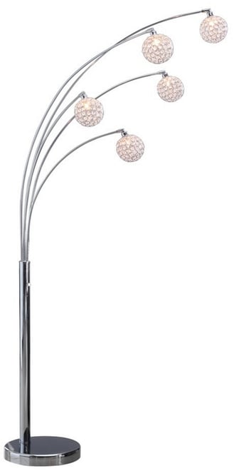 'Manhattan' 84" Modern 5-Arch Crystal Ball Floor Lamp with Dimmer