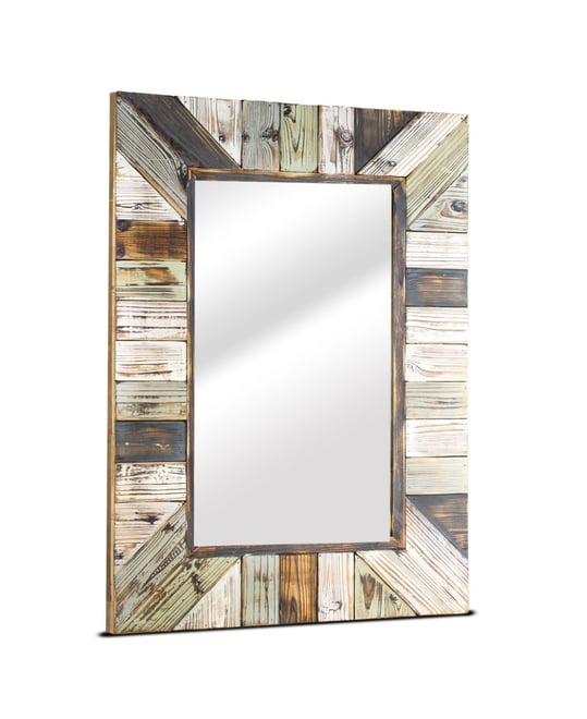 American Art Decor Rustic Wood Plank Farmhouse Rectangular Mirror