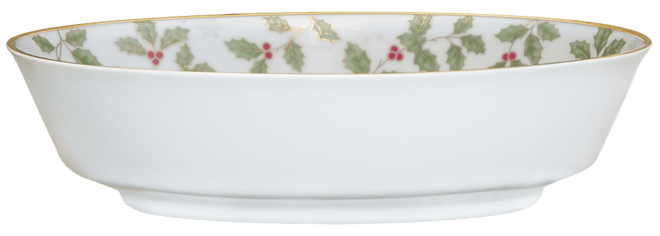 Holly & Berry Gold Oval Vegetable Bowl