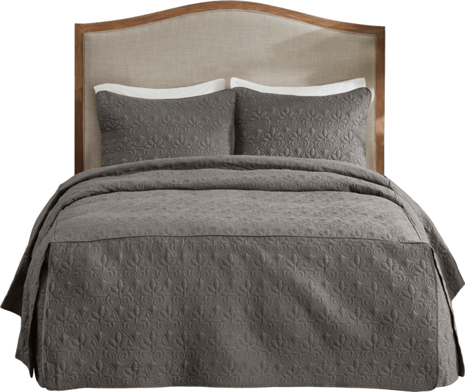 Quebec Open Corner Pleated Quilted Bedspread, Queen