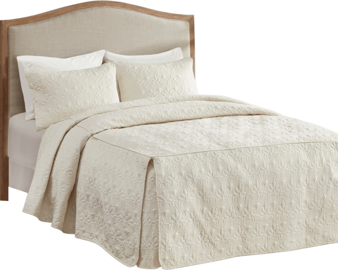Quebec Open Corner Pleated Quilted Bedspread, Queen