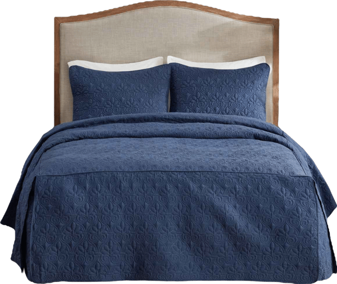 Quebec Open Corner Pleated Quilted Bedspread, King