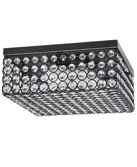 Elegant Designs Elipse Crystal 2 Light Square Ceiling Flush Mount