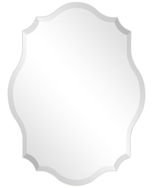Frameless Beveled Oblong Scalloped Wall Mirror, 40" x 30" x 0.39"
