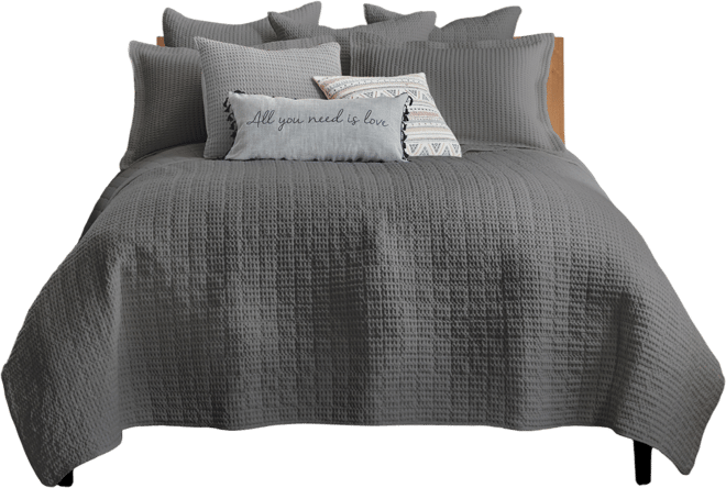 Mills Waffle Textured 3-Pc. Quilt Set, King/California King