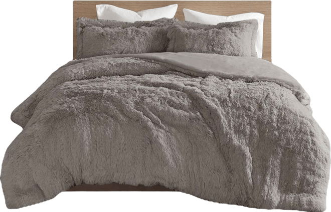 Malea Shaggy Faux-Fur 3-Pc. Duvet Cover Set, King