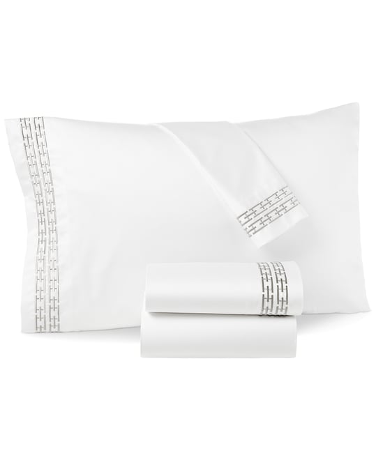 Chain Links Embroidered 100% Pima Cotton 4-Pc. Sheet Set, King, Exclusively at Macy's