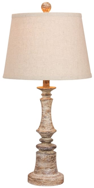 Distressed Candlestick Resin Table Lamp