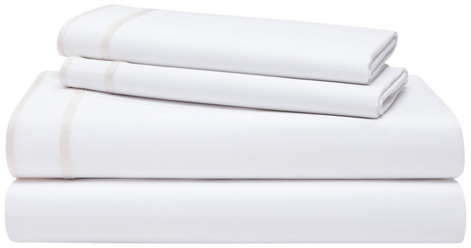 Spencer 300 Thread Count Sateen Border Sheet Set, Queen