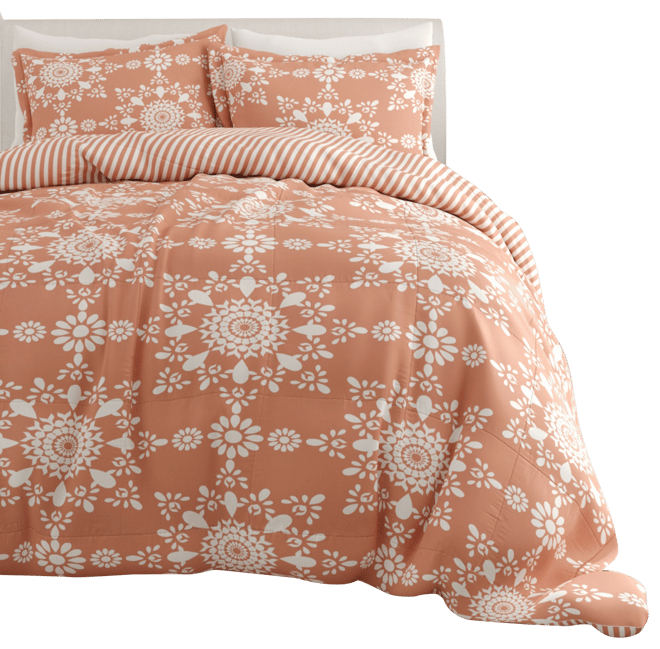 Ultra Soft Daisy Medallion Reversible 3- Pc. Comforter Set, King