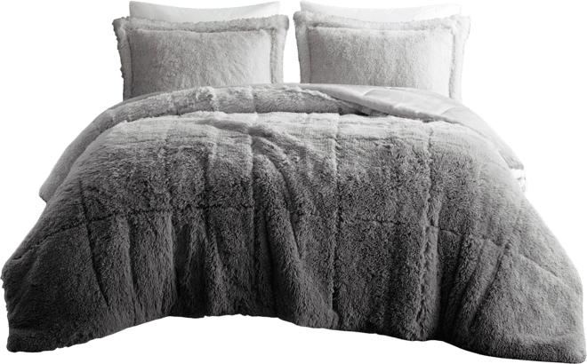 Brielle Ombre Shaggy Faux Fur 3-Pc. Comforter Set, King/California King